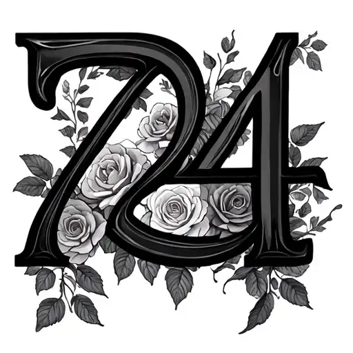 Number 724 Made Out Of Vines And Roses