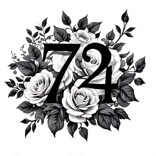 Number 724 Made Out Of Vines And Roses