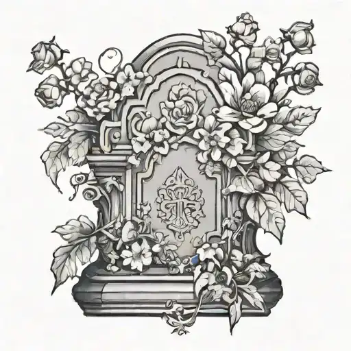 Flowers Coming Out Of Grave Stone Simple