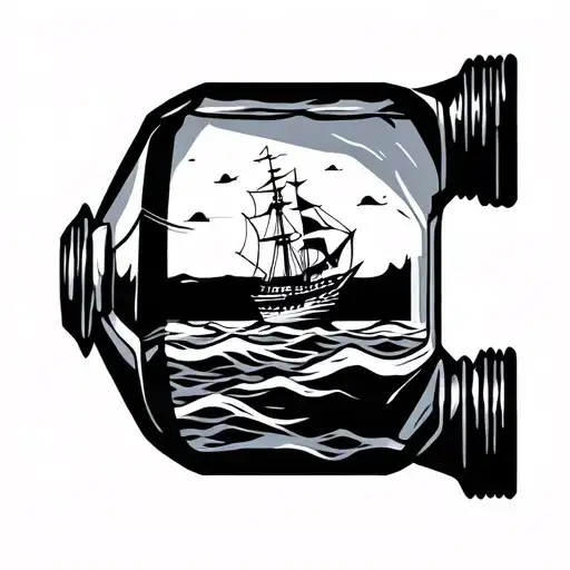 Nautical Message In A Bottle Geometric Design Incorporating