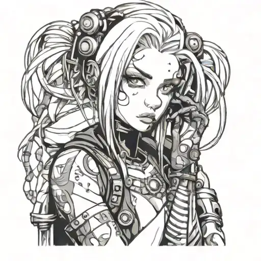 Cyber Goth Anime Girl Contemplating