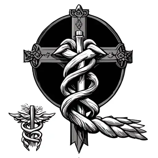 Cross And Asclepius Symbol