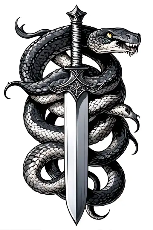 Dagger Intertwined With A Snake