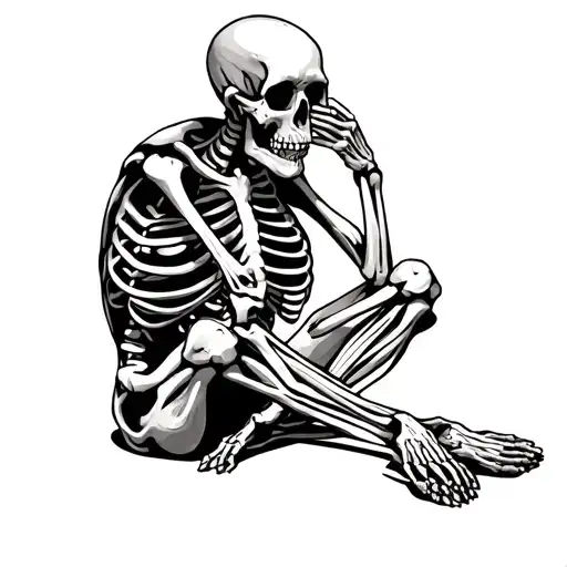 Full Skeleton Sitting Crying