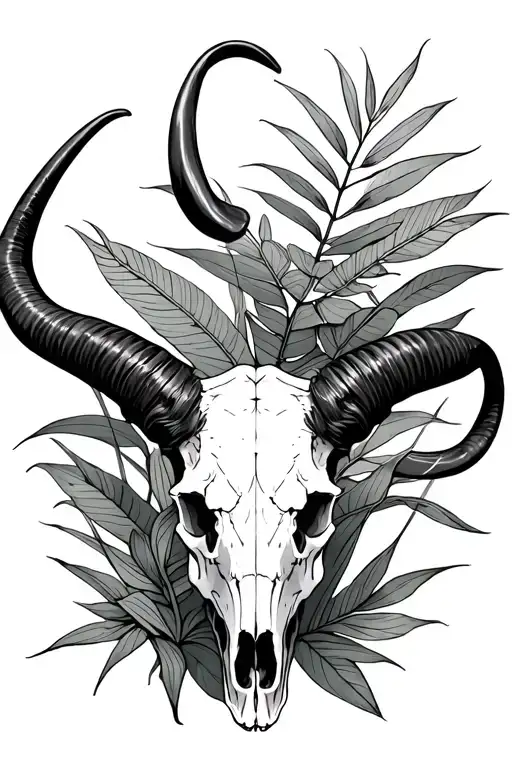 Oryx Skull With Some Arabian Plants In Background