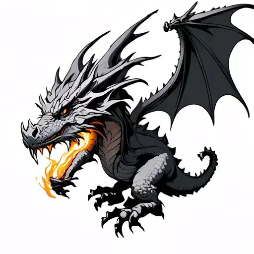 Midevil Dragon Breathing Fire