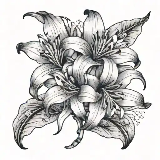 Giant Himalayan Lily Intertwined Chinese Calligraphy