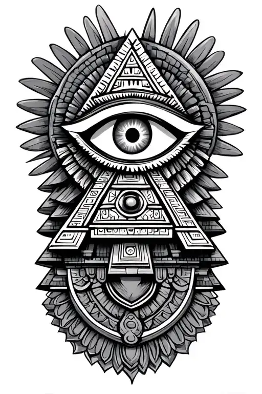 Aztec Pyramid With 3Rd Eye Symbol Integrated