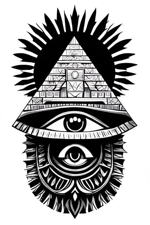 Aztec Pyramid With 3Rd Eye Symbol