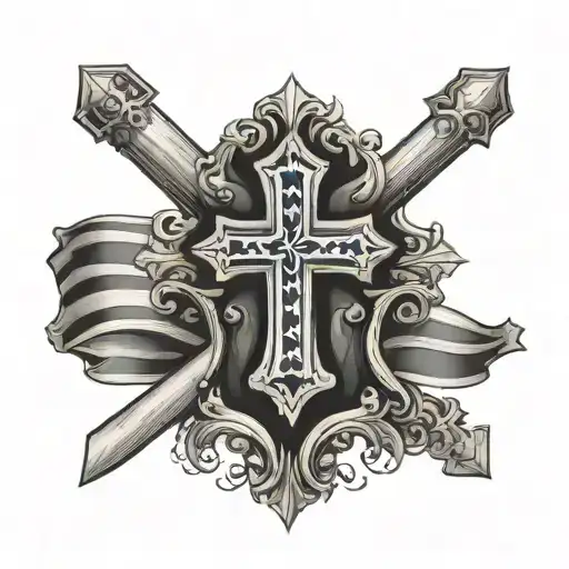 Simple Cross With The Croatian Flag In The Middle