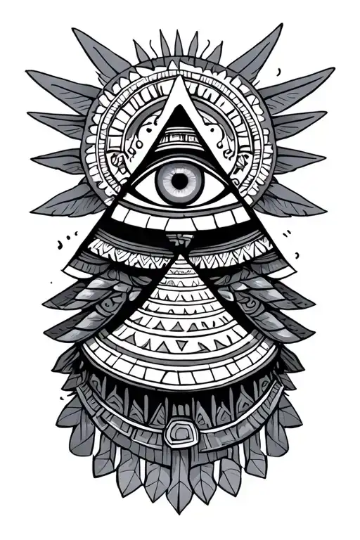 Aztec Pyramid With 3Rd Eye Symbol