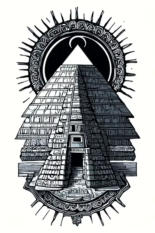 Aztec Pyramid With Eclipse