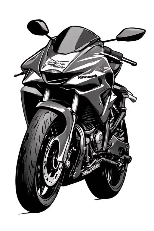 Kawasaki Front Part Of The Bike Tattoo Design