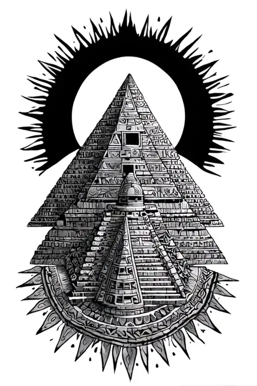 Aztec Pyramid With Eclipse
