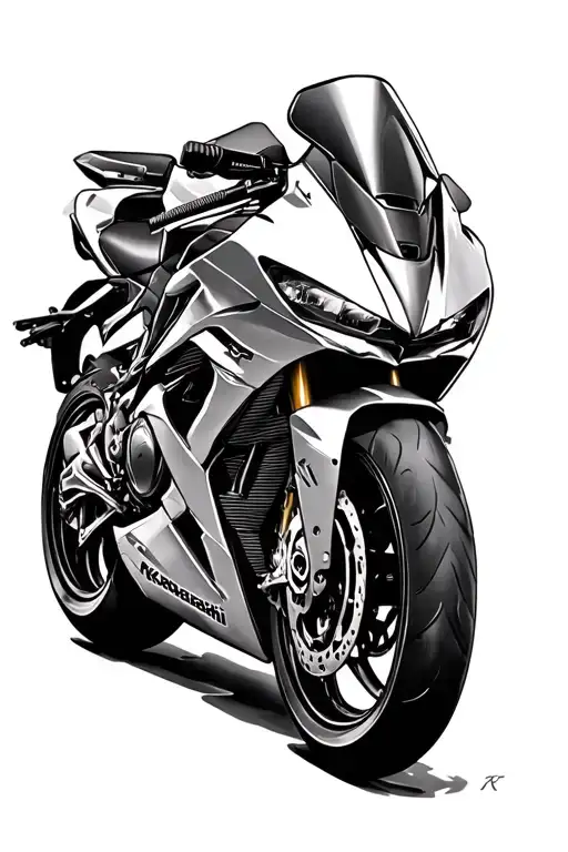 Kawasaki Ninja H2r Front Part Of The Bike Tattoo Design