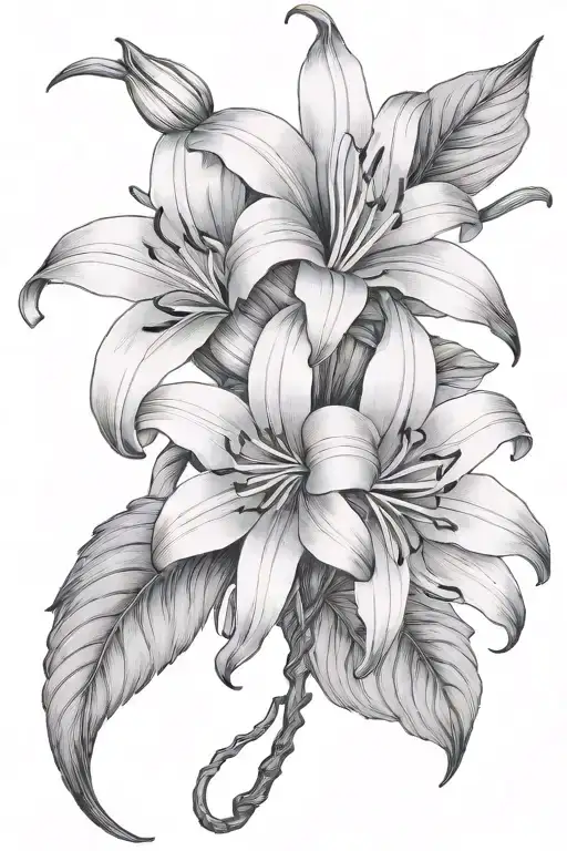 Giant Himalayan Lily Intertwined Chinese Calligraphy