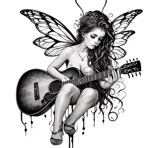 A Fairy Playing A Guitar With A Gothic Twist