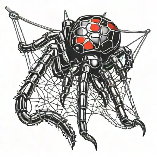 3 Red Back Black Widow Spider Hanging From Web