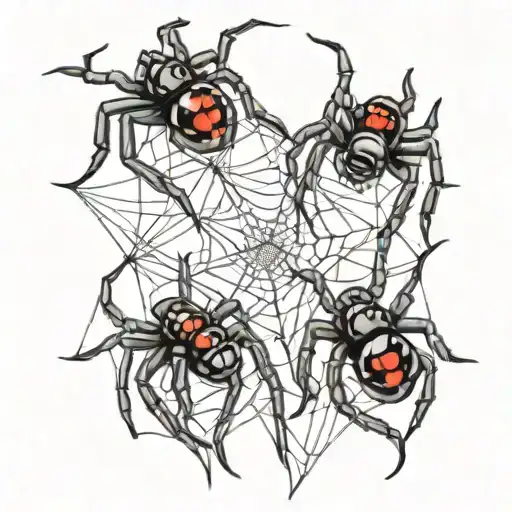 3 Baby Red Back Black Widow Spiders Weaving Their Webs