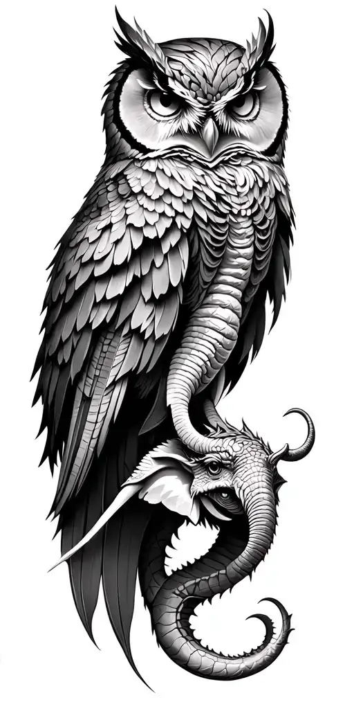 Owl And Elephant And Dragon Wrapped