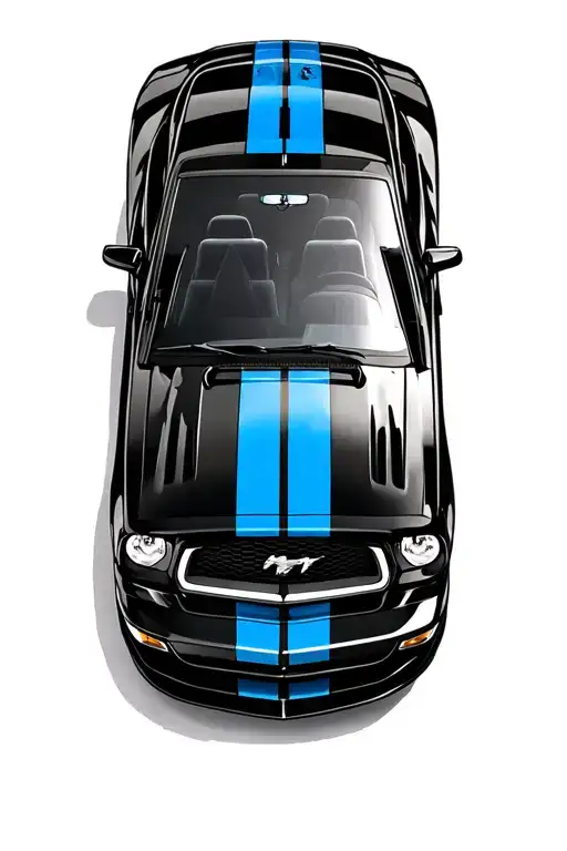 Mustang Convertible With Blue Stripes