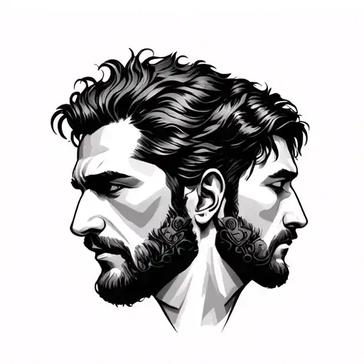 Freke And Gere Head Tattoo Design