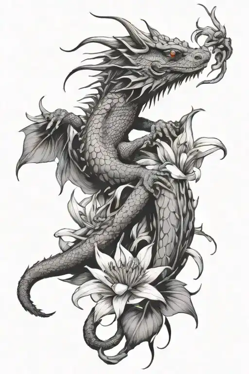 Water Dragon With Spider Lillies Wrapping