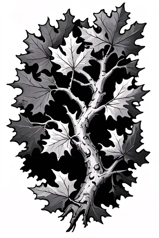 Oak Trees Branches And Leaves