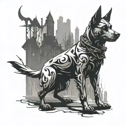 Dog Silhouette Integrated Into A Gaming Scene