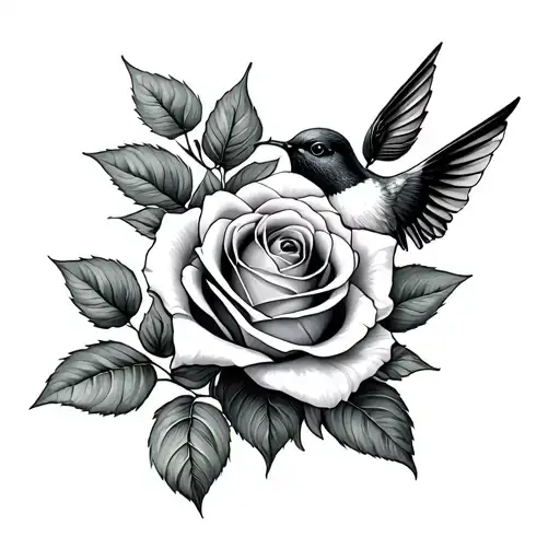 Rose And Hummingbird