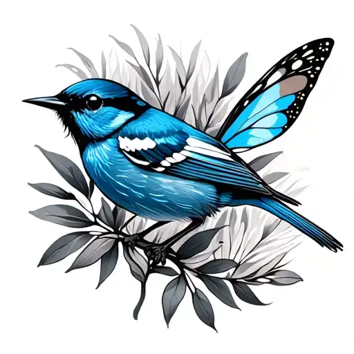 Blue Fairy Wren On Australian Natives