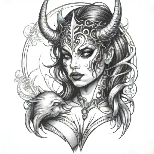 Sexy Woman With Demon Reflection