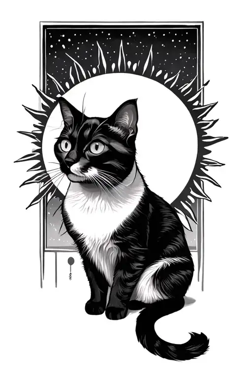 Sun Moon And Cat Sitting