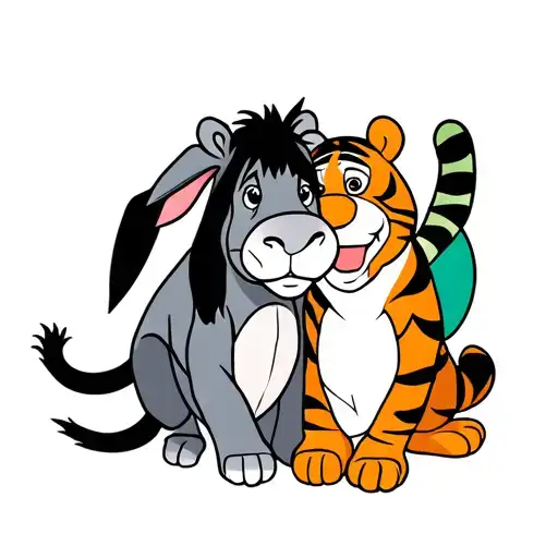 Eeyore And Tigger Stained Glass Geometric Representation
