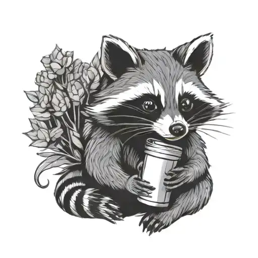 Raccoon Holding Trash Lif