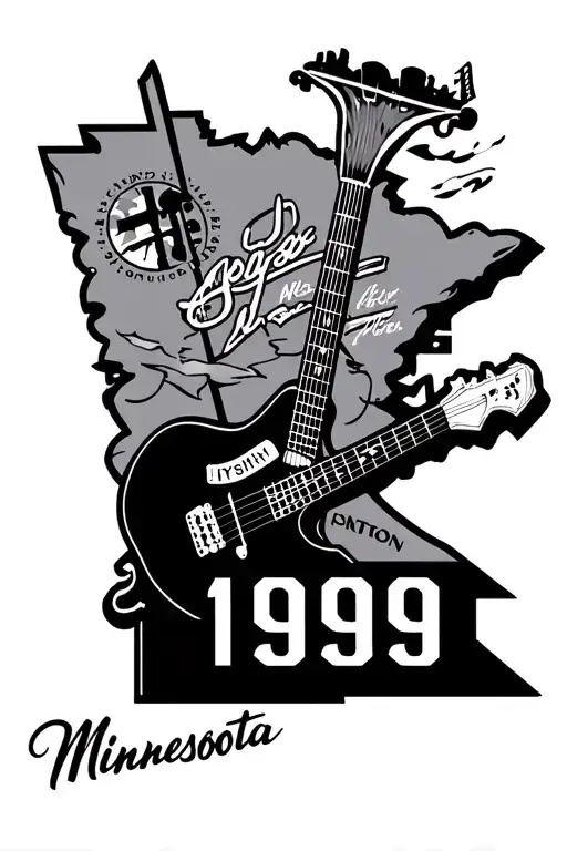 Minnesota Inspired Tattoo That Includes Birth Year 1999 And Incorporates Music