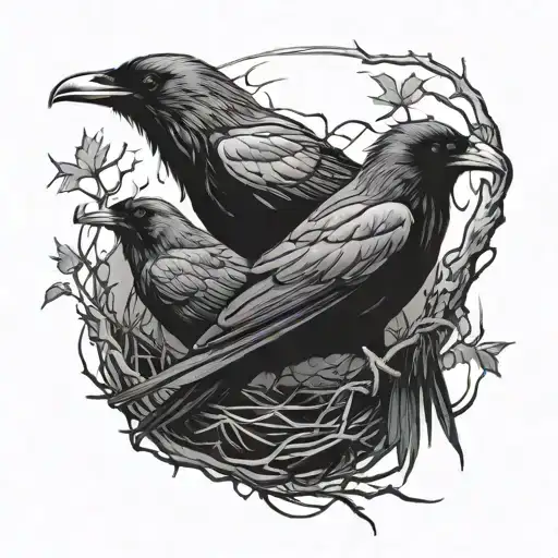 3 Ravens Leaving Nest