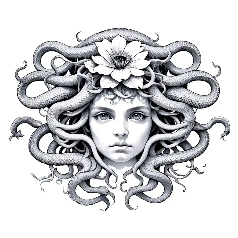 Medusa Head 17 Snakes And 1 Flower