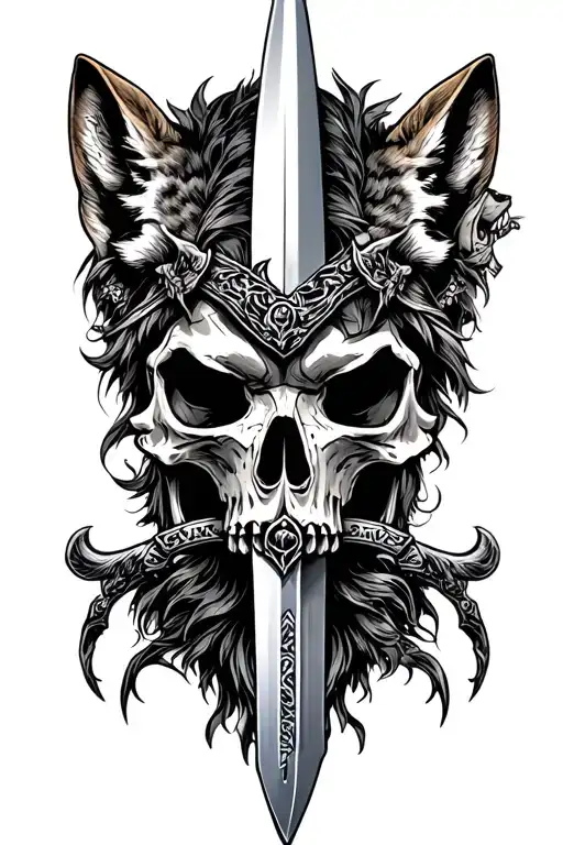 Sticker Sleeve With Sword Skull Animals