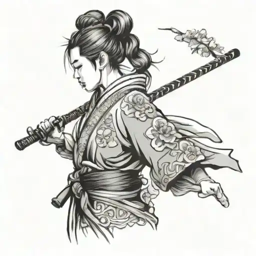 Japan Samurai Girl Side Profile