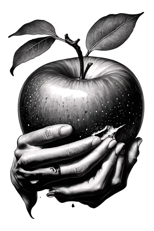 Eve Handing Adam The Forbidden Apple With A Bite Taken Out