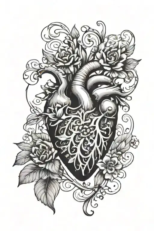 Heart Shape With Entwined Flowers Growing