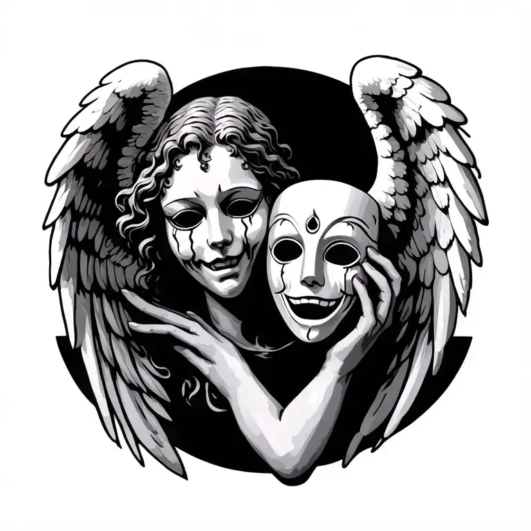 Weeping Angel Holding A Smiling Mask