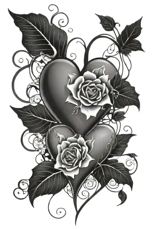 Basic Heart Shape With Entwined Flowers