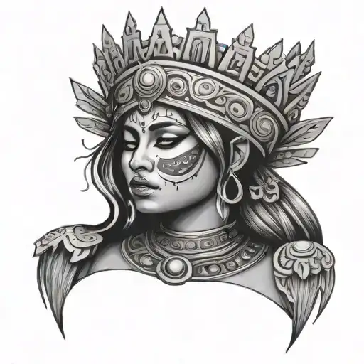 Aztecs The Girl Tattoos Queen Crown