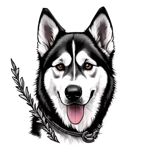 Small Feminine Dog Tattoo Design For A Husky Named Arrow