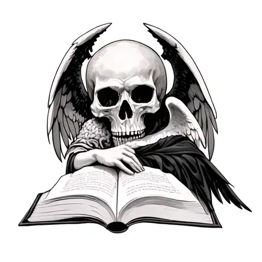 Book & Skull Azazel With Angel Holding
