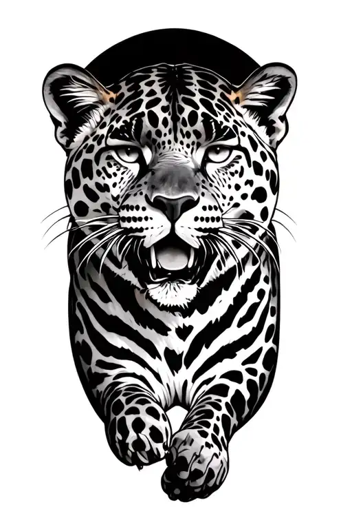 Dangerous Leopard With An Entire Body With Additional Elements