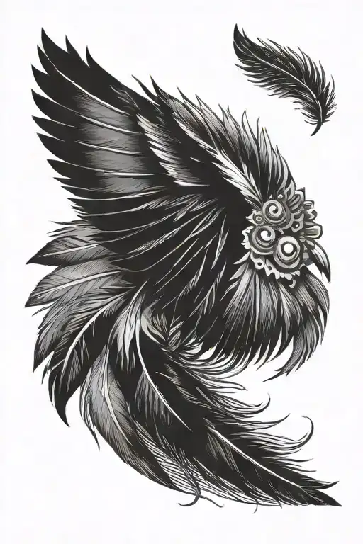 Indian Feather Opened Wide Open Wings