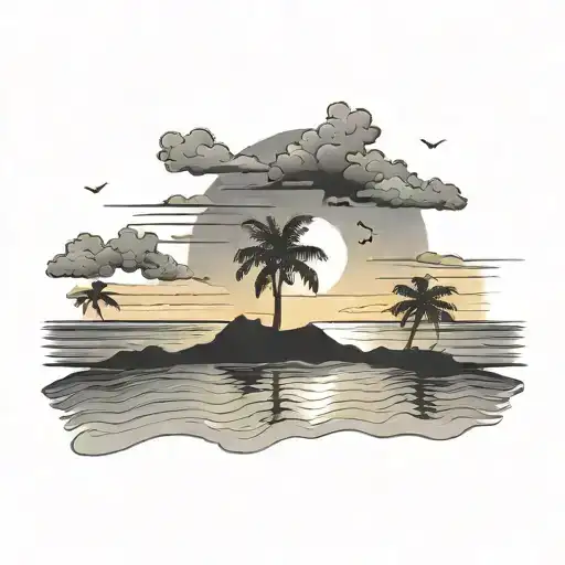 Beach & Sunset Sky Background